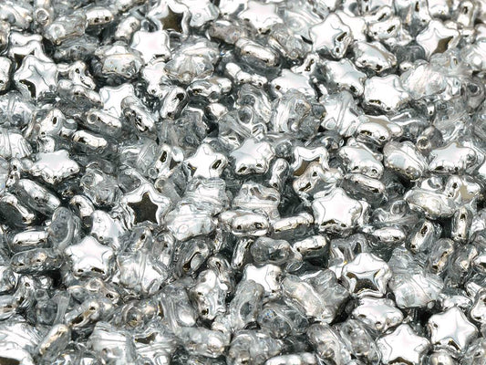 Flat Star Beads, Crystal Crystal Silver Half Coating (00030-27001), Glass, Czech Republic