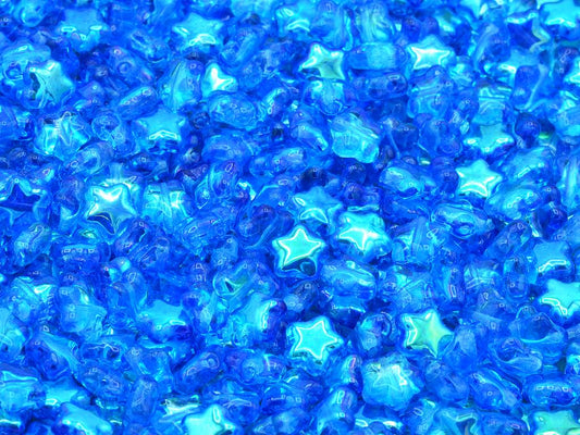 Flat Star Beads, Crystal Glossy Blue (00030-48112), Glass, Czech Republic