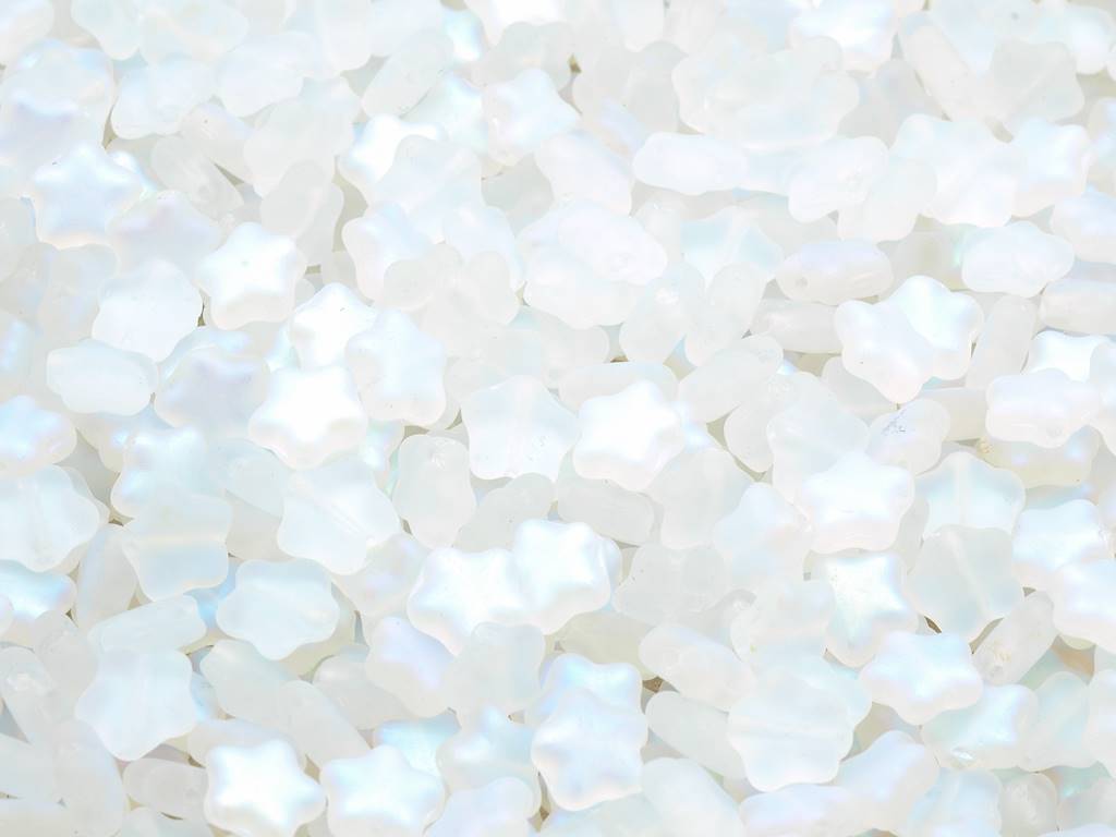 Flat Star Beads, Crystal Matte Ab (00030-84110-28701), Glass, Czech Republic