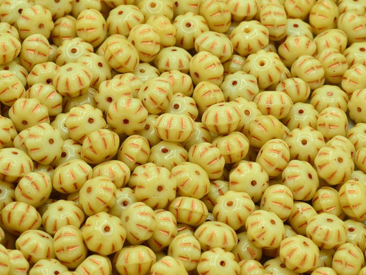 Pumpkin Beads, Beige Copper Lined (13020-54307), Glass, Czech Republic