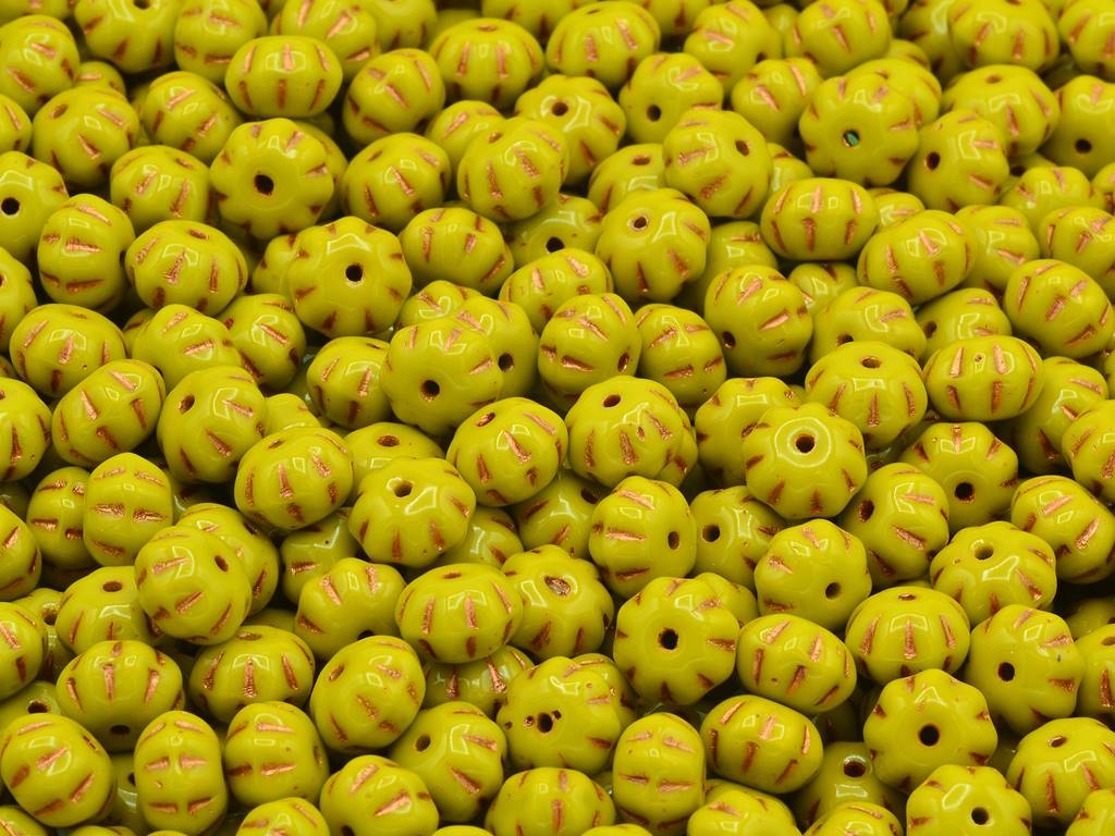 Pumpkin Beads, 13740 Copper Lined (13740-54307), Glass, Czech Republic