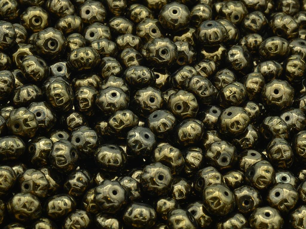 Pumpkin Beads, Black Bronze (23980-14415), Glass, Czech Republic