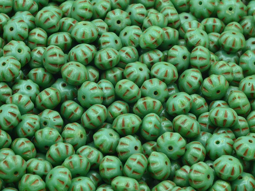 Pumpkin Beads, Turquoise Travertin (63130-86800), Glass, Czech Republic