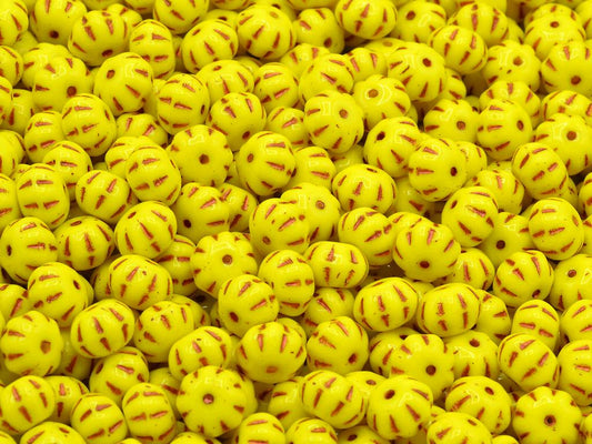 Pumpkin Beads, Yellow Copper Lined (83120-54307), Glass, Czech Republic