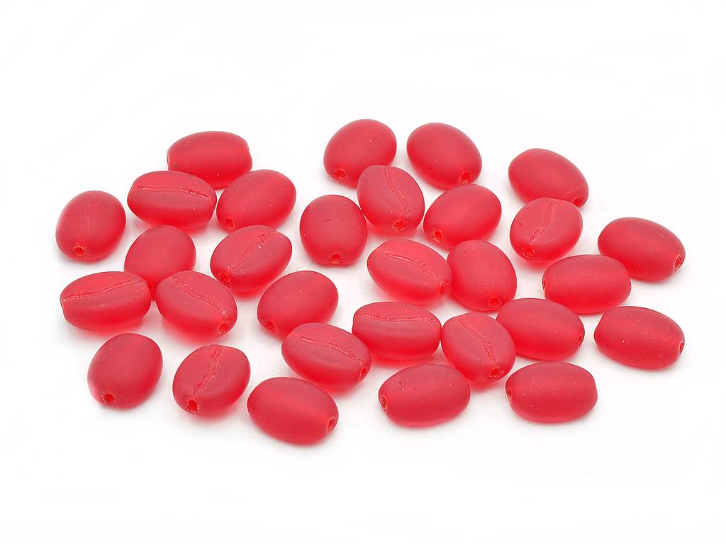 Coffee Bean Beads, Ruby Red Matte (90080-84110), Glass, Czech Republic