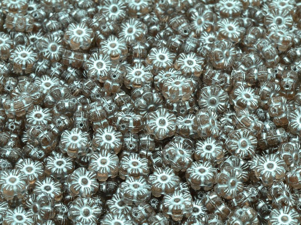 Flower Beads, Transparent Pink Silver Lined (70110-54201), Glass, Czech Republic