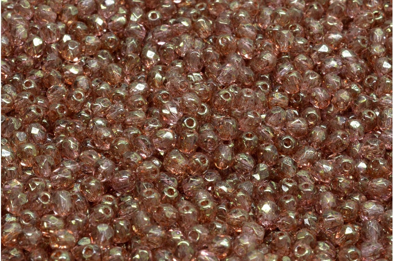 Fire Polish Faceted Round Beads, Crystal Terracotta Red (00030-15495), Glass, Czech Republic