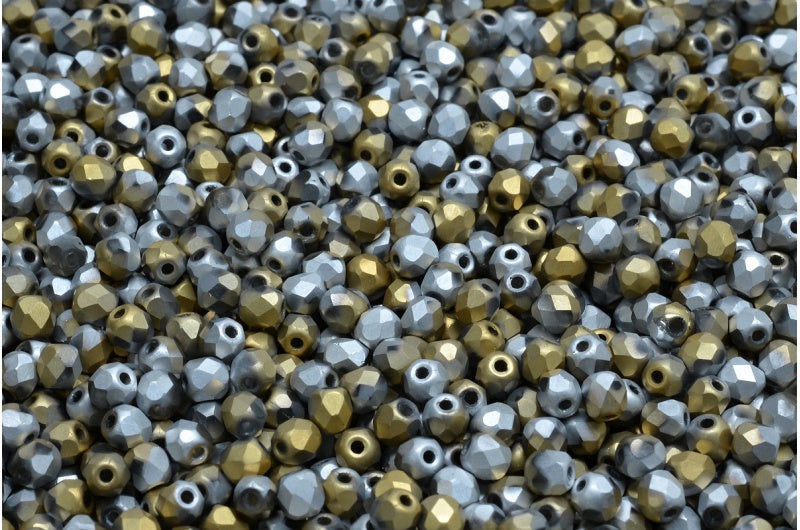 Fire Polish Faceted Round Beads 3mm, Crystal Matte 98550 (00030-84100-98550), Glass, Czech Republic