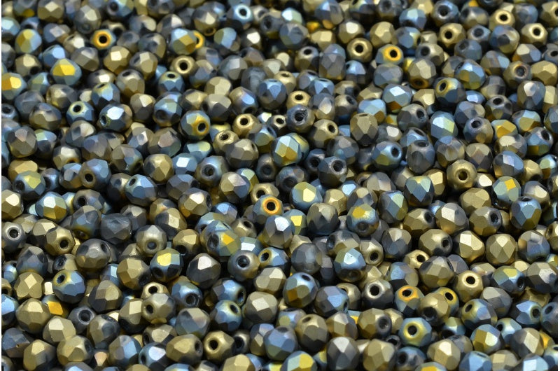 Fire Polish Faceted Round Beads 3mm, Crystal Matte 98552 (00030-84100-98552), Glass, Czech Republic