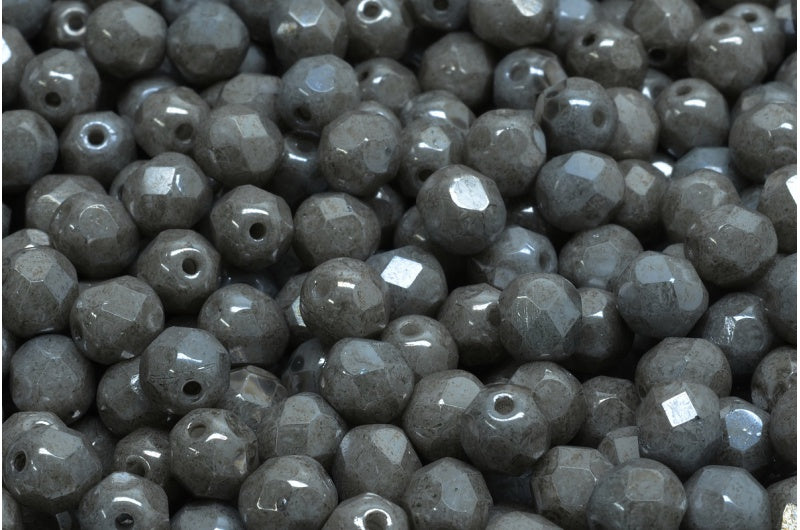 Fire Polish Faceted Round Beads 3mm, Chalk White Luster Black (03000-14449), Glass, Czech Republic