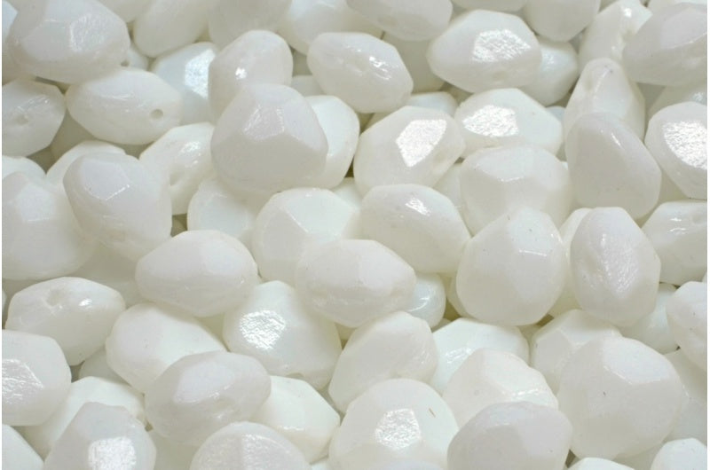 Briolette Beads White (02010), Glass, Czech Republic