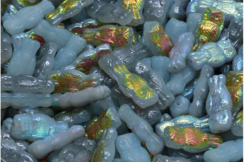 Owl Beads, Opal White 98538 (01000-98538), Glass, Czech Republic