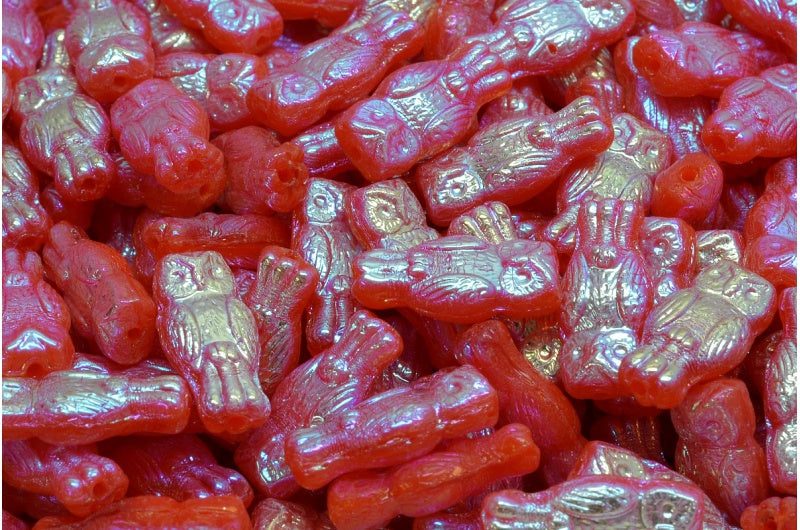Owl Beads, Opal Yellow Ab Full (2X Side) (81210-28703), Glass, Czech Republic
