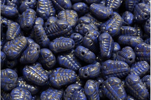 Trilobit-Perlen, undurchsichtiges blaues Terrakotta-Violett (33050-15496), Glas, Tschechische Republik