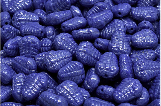 Trilobite Beads, Opaque Blue Hematite (33050-14400), Glass, Czech Republic