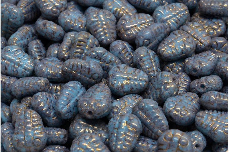 Trilobite Beads, Blue Terracotta Violet (63020-15496), Glass, Czech Republic