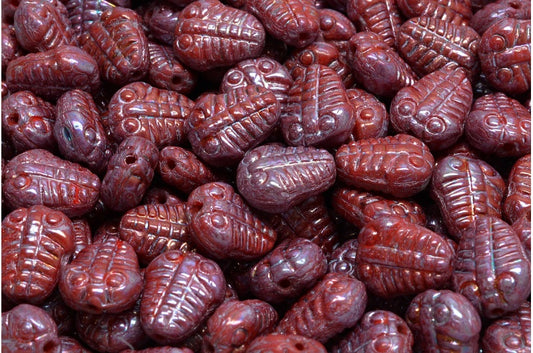 Trilobite Beads, Red Nebula (93180-15001), Glass, Czech Republic