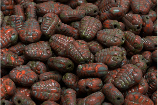 Trilobite Beads, Opaque Yellow Travertin (93120-86800), Glass, Czech Republic