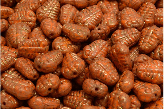 Trilobite Beads, Opaque Yellow Terracotta Violet (93120-15496), Glass, Czech Republic