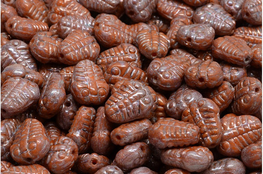 Trilobite Beads, Opaque Yellow Nebula (93120-15001), Glass, Czech Republic