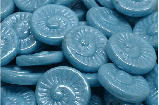 Fossil Shell Beads, Blue Hematite (63020-14400), Glass, Czech Republic