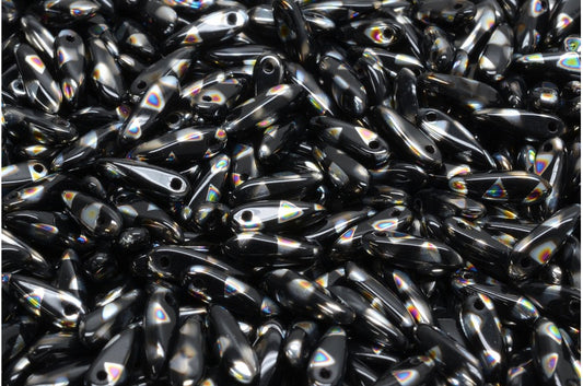 Dagger Beads, Black 2810G (23980-2810G), Glass, Czech Republic