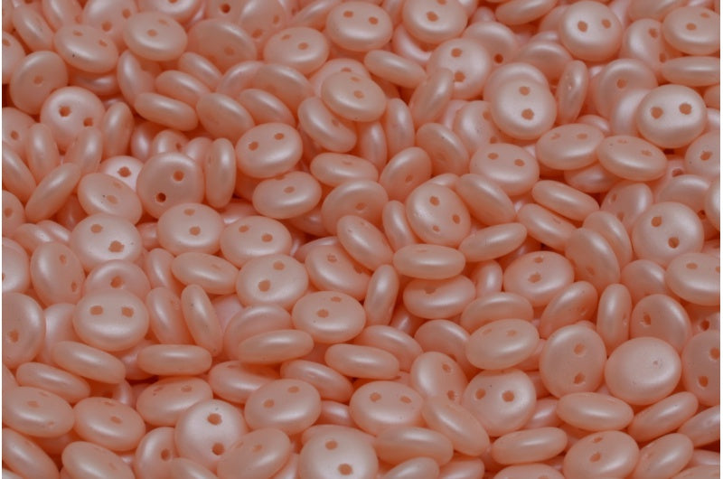 2穴レンズ豆ビーズ、ホワイト 29303 (02010-29303)、ガラス、チェコ共和国