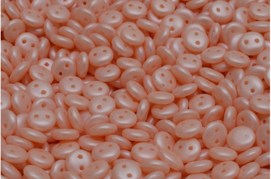 2穴レンズ豆ビーズ、ホワイト 29303 (02010-29303)、ガラス、チェコ共和国