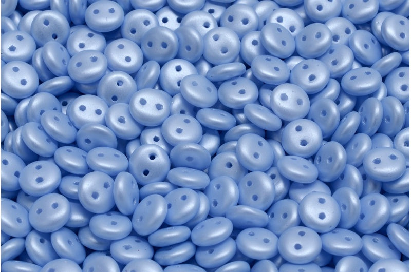 2穴レンズ豆ビーズ、ホワイト 29310 (02010-29310)、ガラス、チェコ共和国