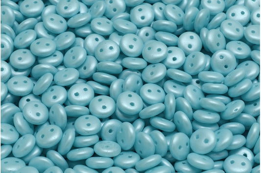 2穴レンズ豆ビーズ、ホワイト 29313 (02010-29313)、ガラス、チェコ共和国