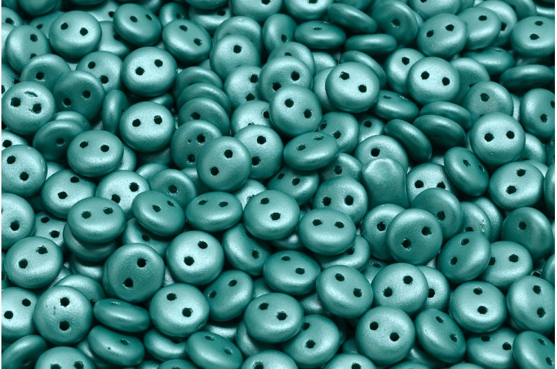 2穴レンズ豆ビーズ、ホワイト 29341 (02010-29341)、ガラス、チェコ共和国