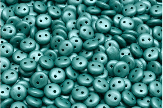 2穴レンズ豆ビーズ、ホワイト 29341 (02010-29341)、ガラス、チェコ共和国