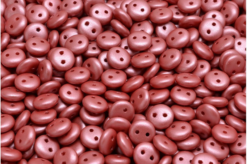 2穴レンズ豆ビーズ、ホワイト 29360 (02010-29360)、ガラス、チェコ共和国