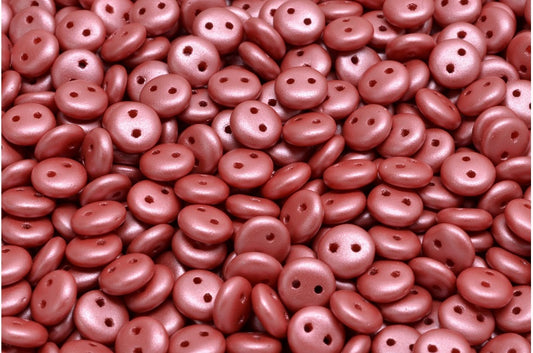 2穴レンズ豆ビーズ、ホワイト 29360 (02010-29360)、ガラス、チェコ共和国