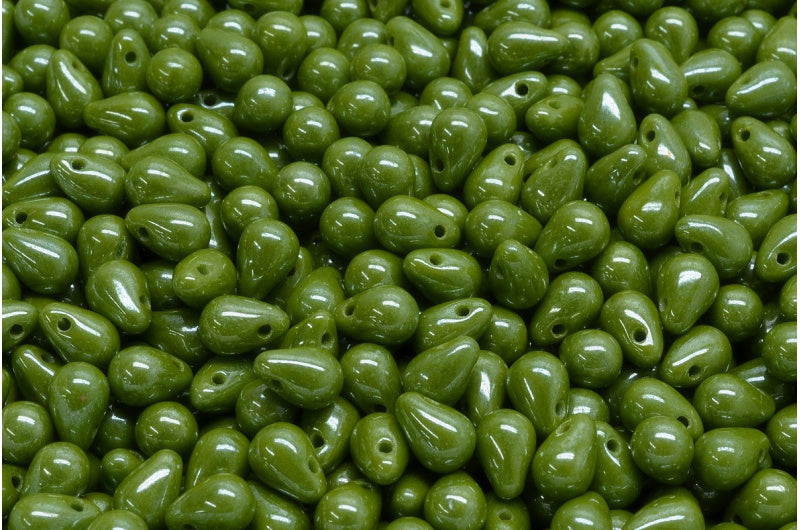 Drop Beads, Green Hematite (53420-14400), Glass, Czech Republic