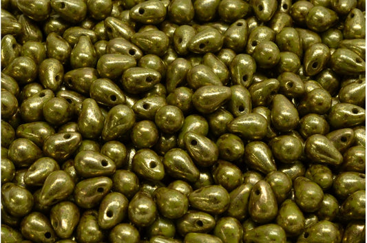 Drop Beads, Green Terracotta Violet (53420-15496), Glass, Czech Republic