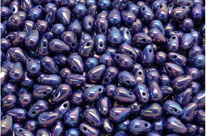 ドロップビーズ、リッチブルーネビュラ（33060-15001）、ガラス、チェコ共和国