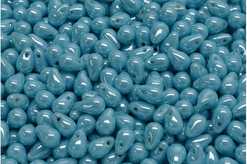 Drop Beads, Blue Hematite (63020-14400), Glass, Czech Republic