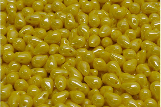 Drop Beads, Bright Yellow Hematite (83130-14400), Glass, Czech Republic