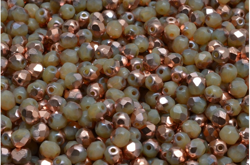 Fire Polish Faceted Beads 4mm, Brown Rose Gold Capri (11010-27101), Glass, Czech Republic