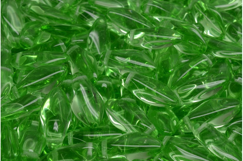 Dagger Beads, Transparent Green (50500), Glass, Czech Republic