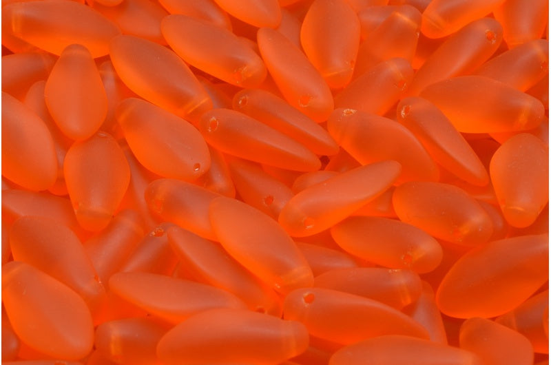 Dagger Beads, Transparent Orange Matte (90020-84100), Glass, Czech Republic