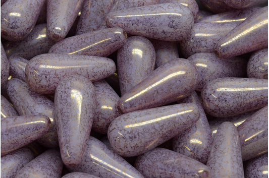 ドロップビーズ、ホワイトテラコッタバイオレット（02010-15496）、ガラス、チェコ共和国