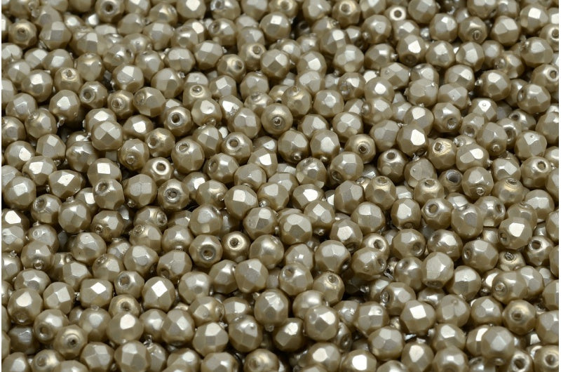 Fire Polished Faceted Beads Round, White 74101 (02010-74101), Bohemia Crystal Glass, Czech Republic
