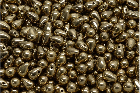 Drop Beads, Black Brass (23980-90215), Glass, Czech Republic
