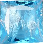 Square Faceted Pointed Back (Doublets) Crystal Glass Stone, Aqua Blue 2 With Silver (60010-Ag-Tw), Czech Republic