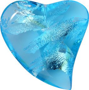 Asymetrical Heart Sew-On Crystal Glass Stone, Aqua Blue 2 With Silver (60020-Ag-Tw), Czech Republic