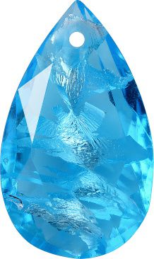 Pear Sew-On Crystal Glass Stone, Aqua Blue 2 With Silver (60020-Ag-Tw), Czech Republic