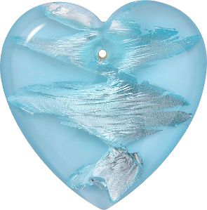 Heart Sew-On Crystal Glass Stone, Aqua Blue 2 With Silver (60010-Ag-Tw), Czech Republic
