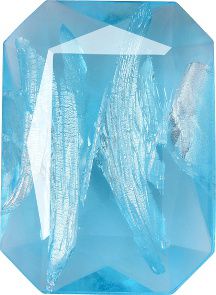 Octagon Faceted Pointed Back (Doublets) Crystal Glass Stone, Aqua Blue 2 With Silver (60010-Ag-Tw), Czech Republic